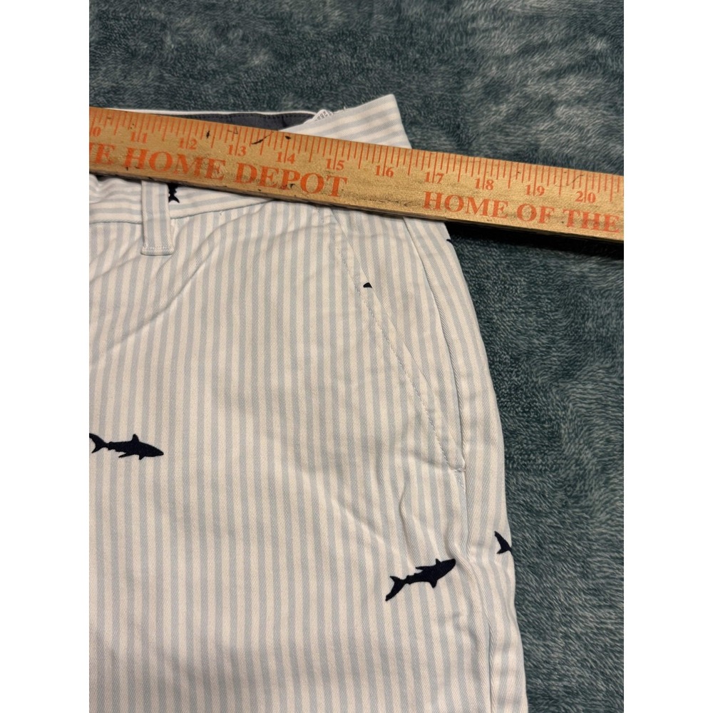 Nautica Mens 34 Shorts Blue White Striped Seersucker Embroidered Sharks Beach - Picture 5 of 7